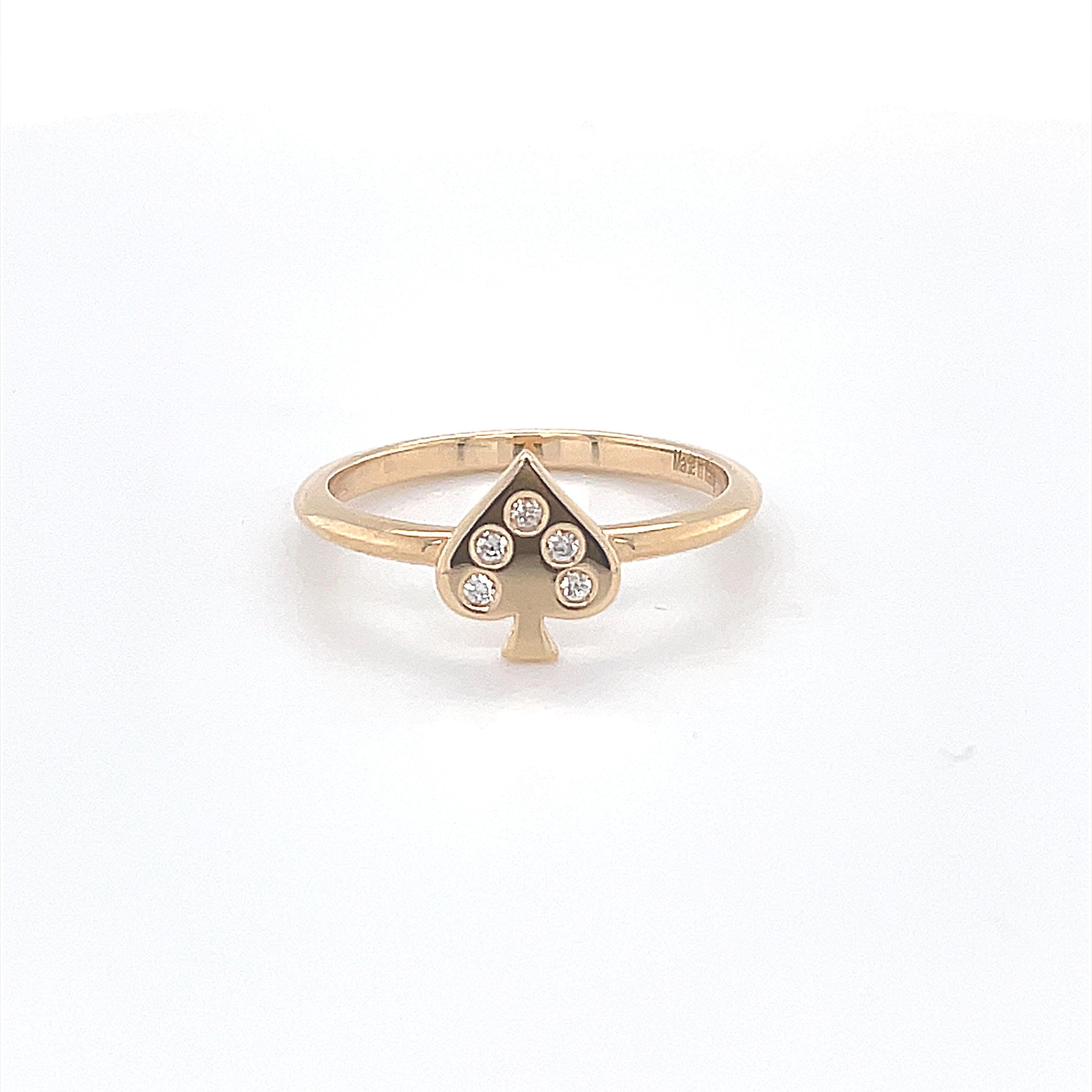 18 Karat Roségold Spade Symbol Diamant Mode Ring (Rundschliff) im Angebot