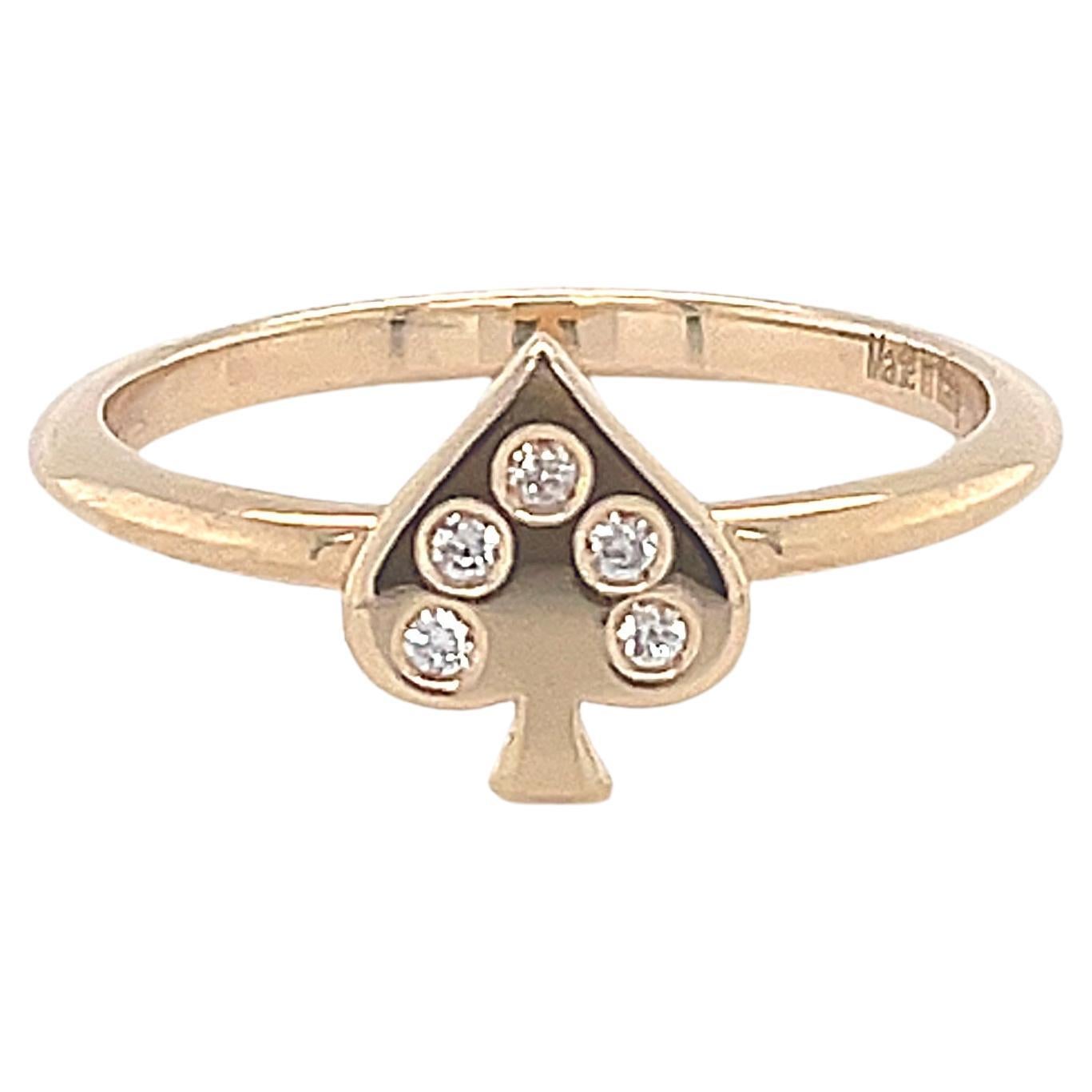 18 Karat Rose Gold Spade Symbol Diamond Fashion Ring