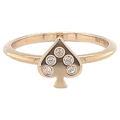Bague à la mode en or rose 18 carats, symbole de pique et diamants