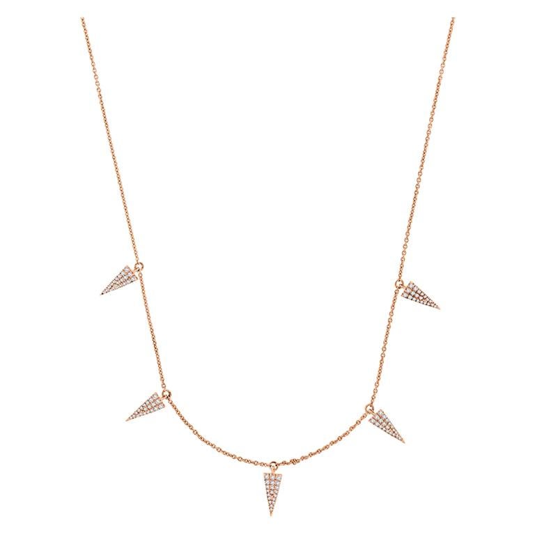 18 Karat Rose Gold Spear Diamond Necklace '1/4 Carat' For Sale at 1stDibs