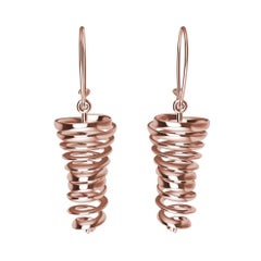 18 Karat Rose Gold Spiral Dangle Earrings