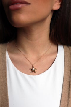 18 Karat Rose Gold Starfish Diamond Pendant