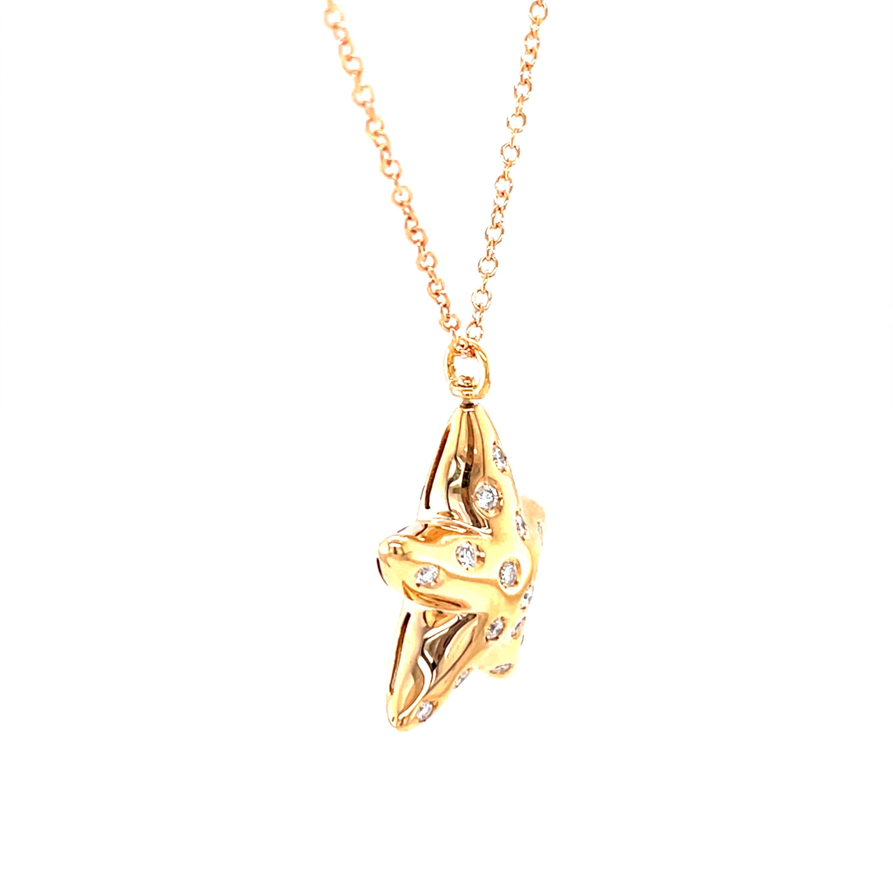 Women's 18 Karat Rose Gold Starfish Diamond Pendant For Sale