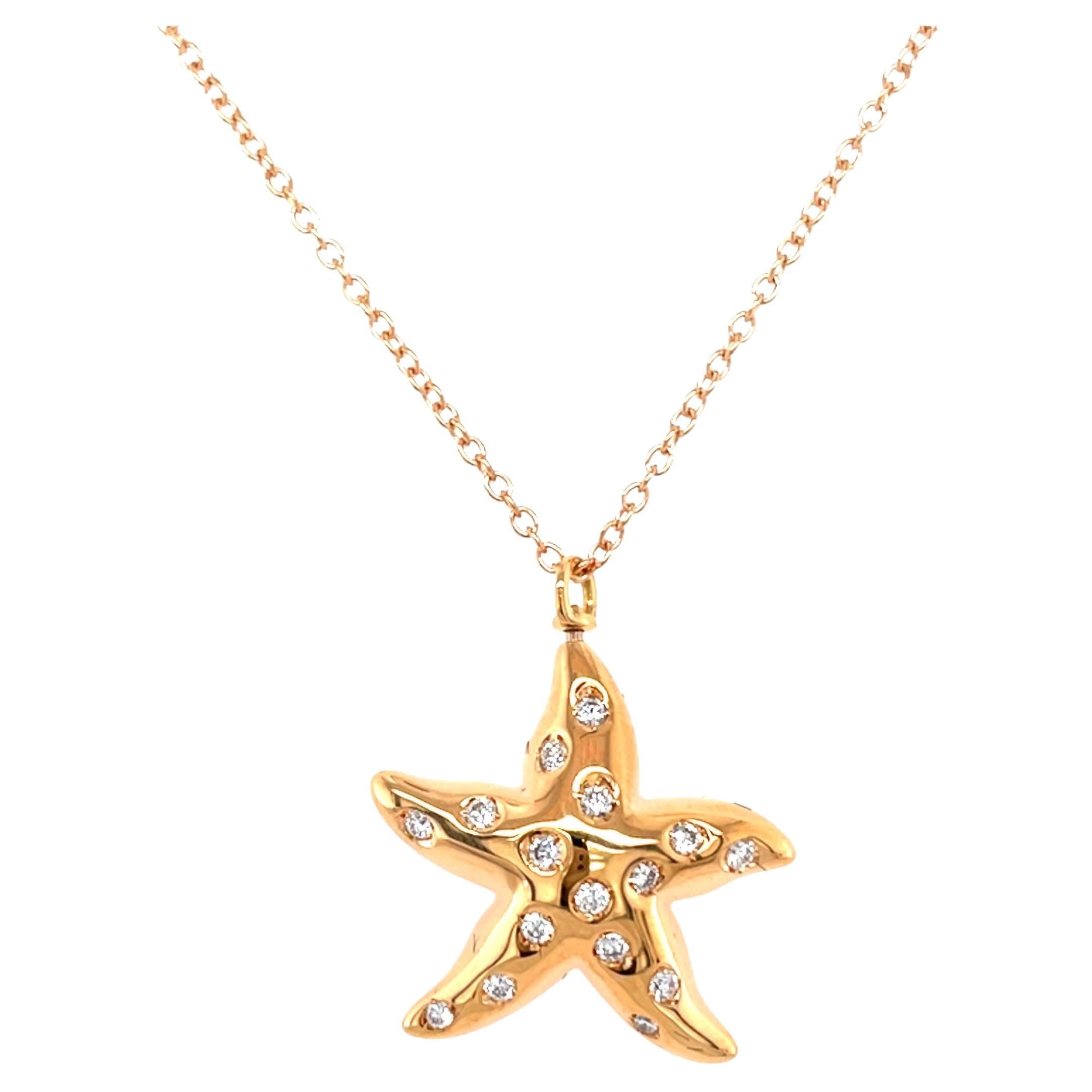 18 Karat Rose Gold Starfish Diamond Pendant
