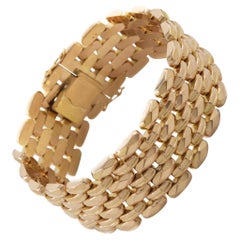 18-Karat Rose Gold Strap Bracelet with Panther-Style Links, 74.3 Grams