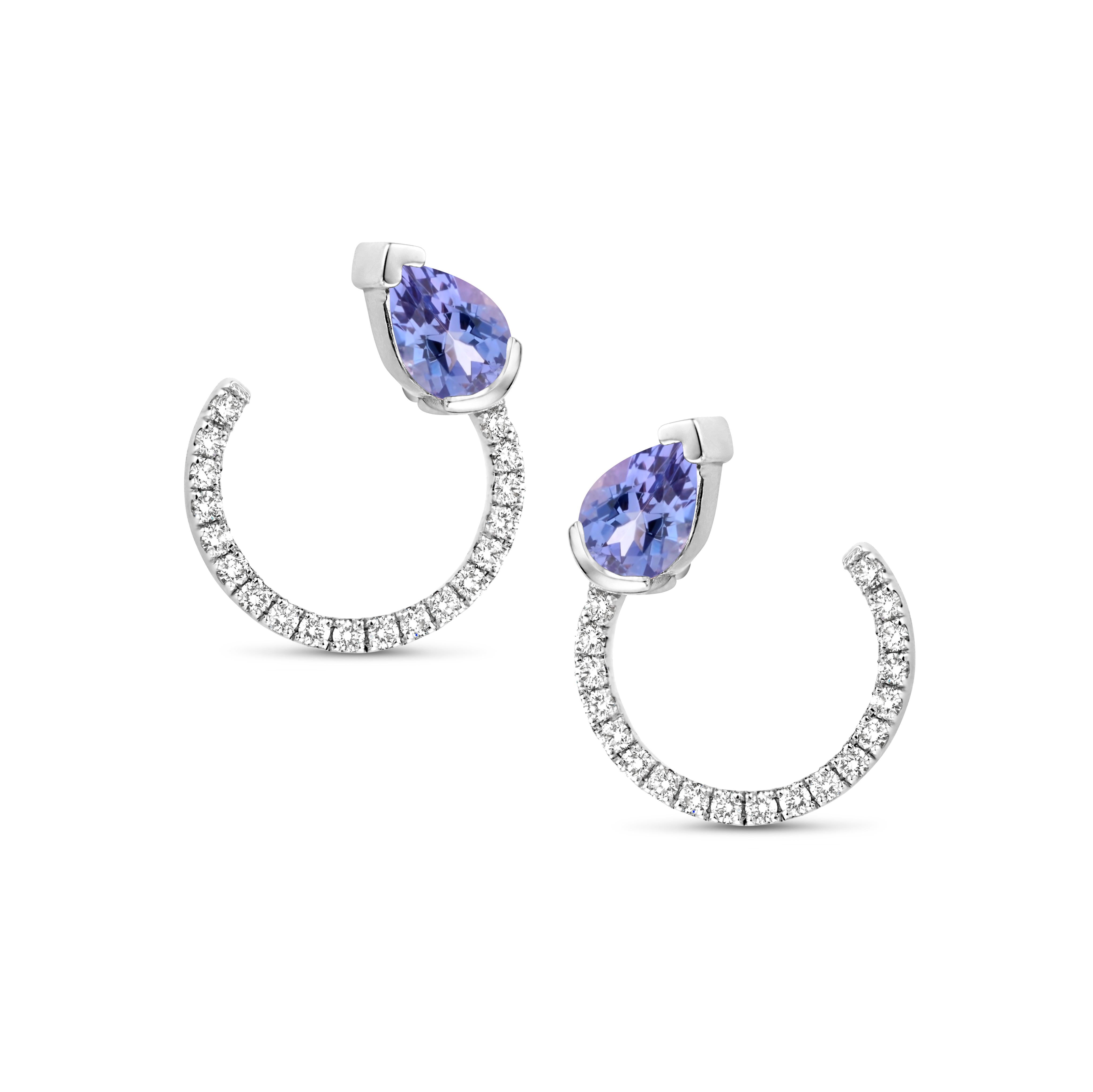 18 Karat Roségold Tansanit Diamant-Ohrringe mit geschwungenen Ohrringen (Moderne) im Angebot