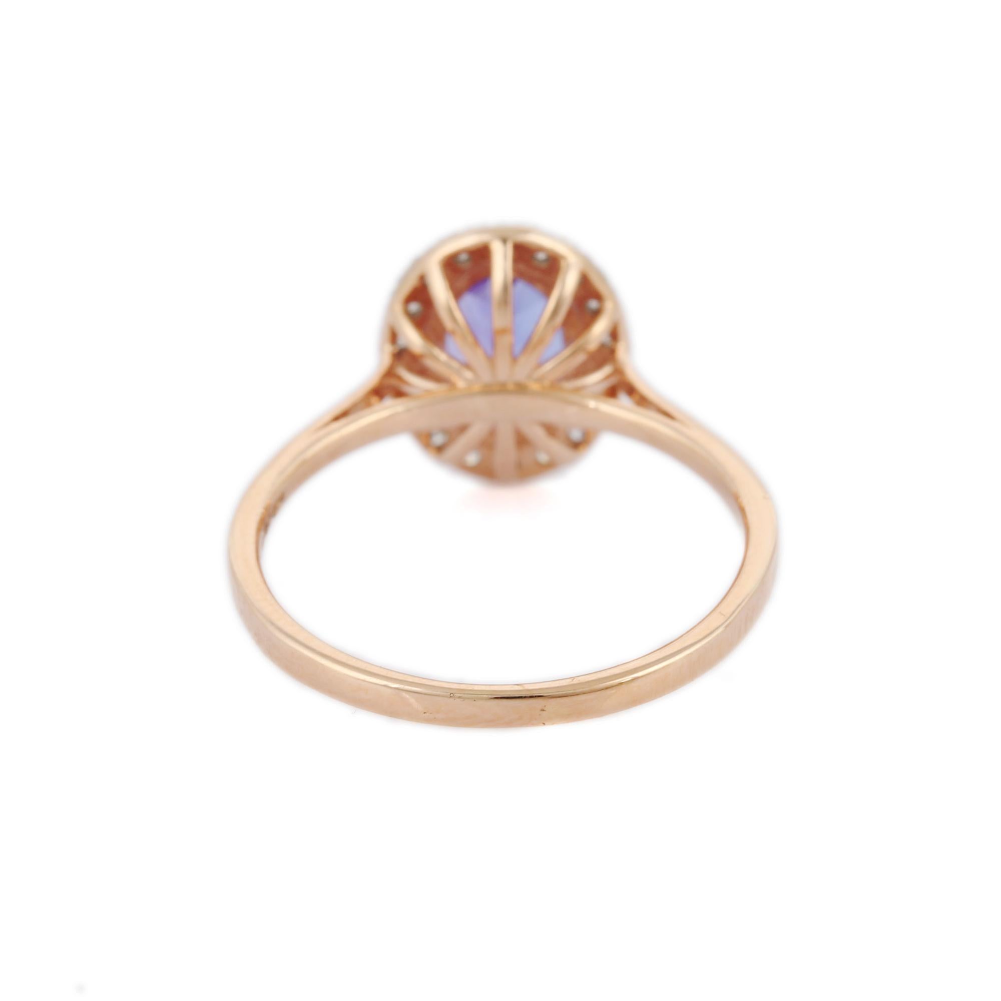 For Sale:  18 Karat Rose Gold Tanzanite Diamond Ring 5