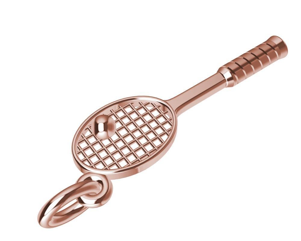 Contemporary 18 Karat Rose Gold Tennis Racket Charm For Sale