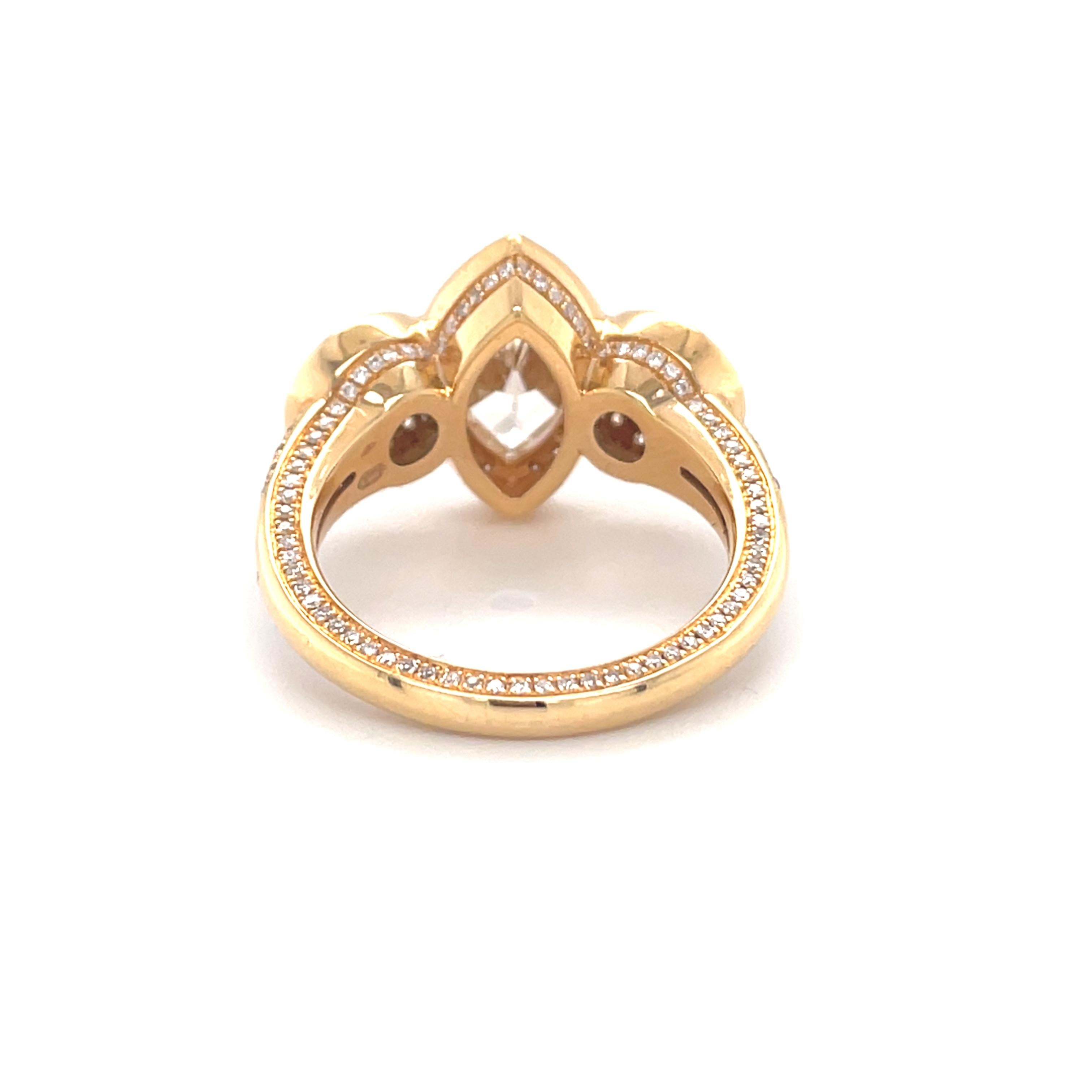 18 Karat Rose Gold Three Diamonds Cocktail Ring For Sale 4