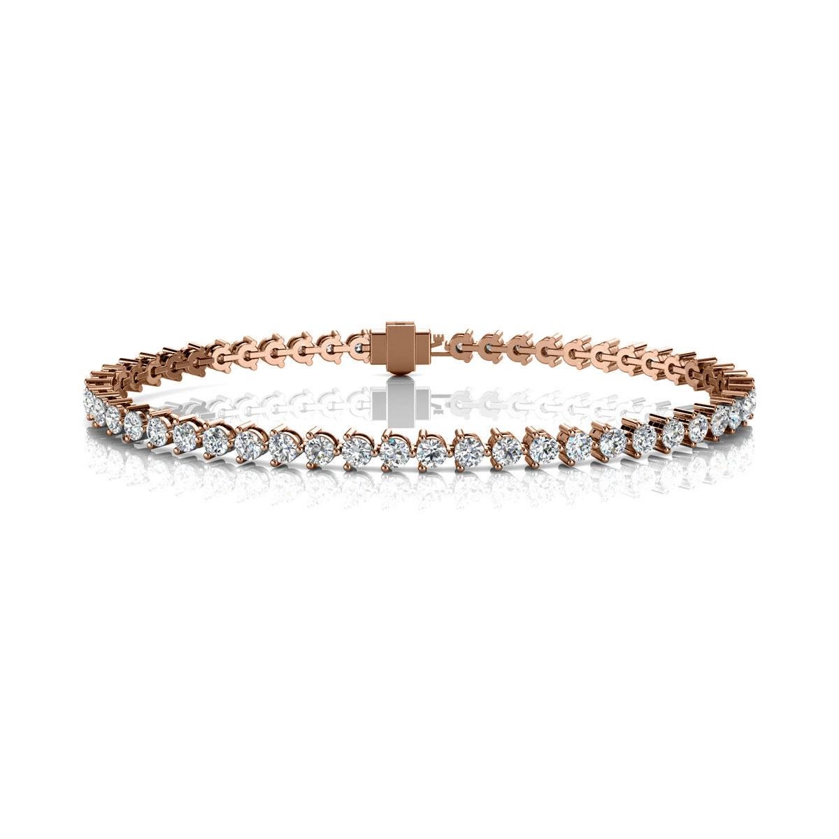A timeless three prongs diamonds tennis bracelet. Experience the Difference!

Product details: 

Center Gemstone Type: NATURAL DIAMOND
Center Gemstone Color: WHITE
Center Gemstone Shape: ROUND
Center Diamond Carat Weight: 4
Metal: 18K Rose