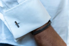 18 Karat Rose Gold Titanium Black Diamond Cufflinks