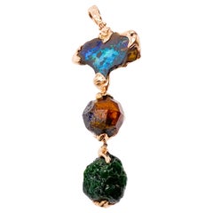 18 Karat Rose Gold TOTEM N. 11 Pendant with Opal, Garnet