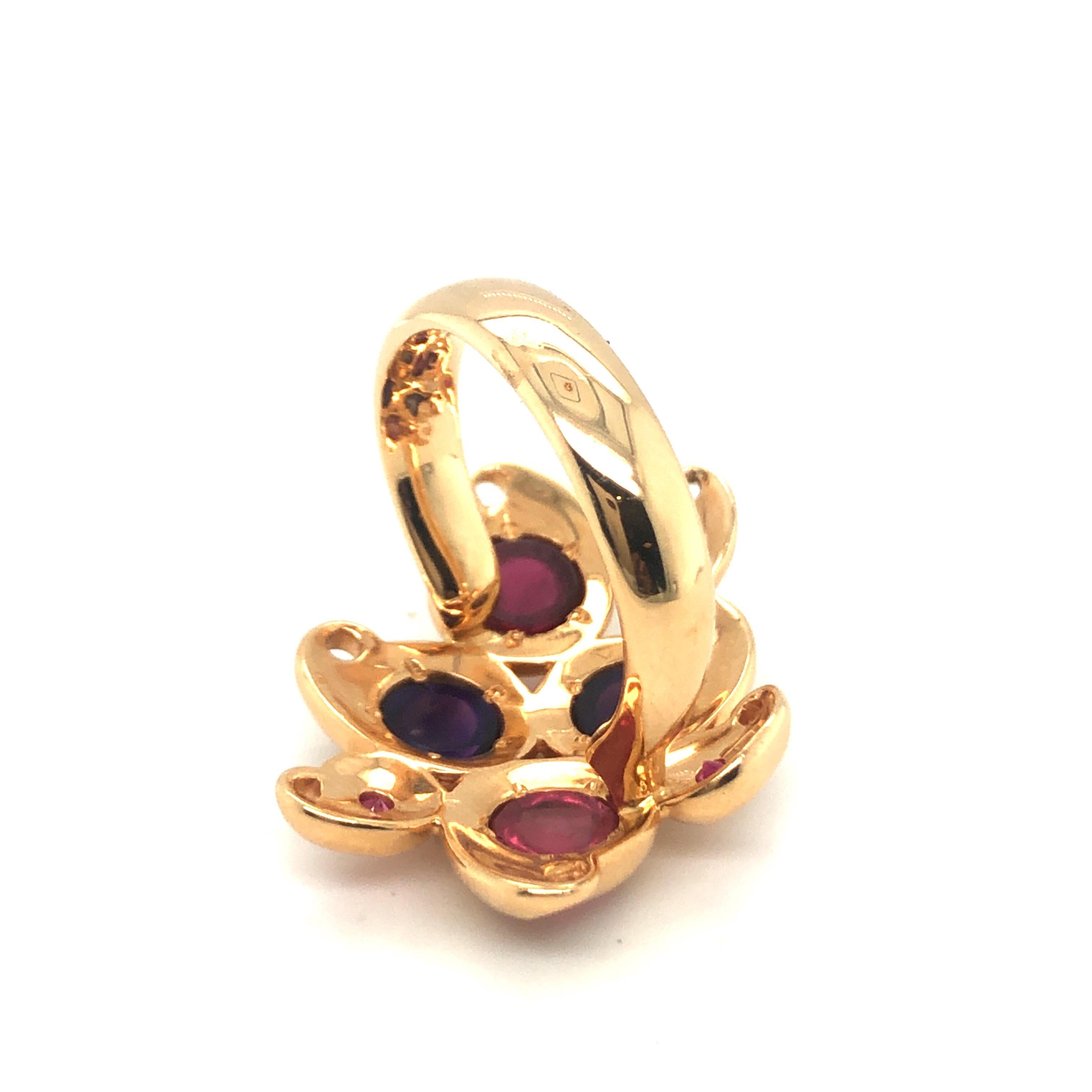 18 Karat Rose Gold Tourmaline Amethyst and Pink Sapphire Ring by Tamara Comolli In Good Condition In Zurich, CH