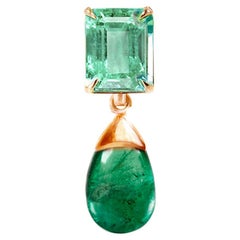 18 Karat Rose Gold Transformer Artisan Pendant Necklace with Emeralds