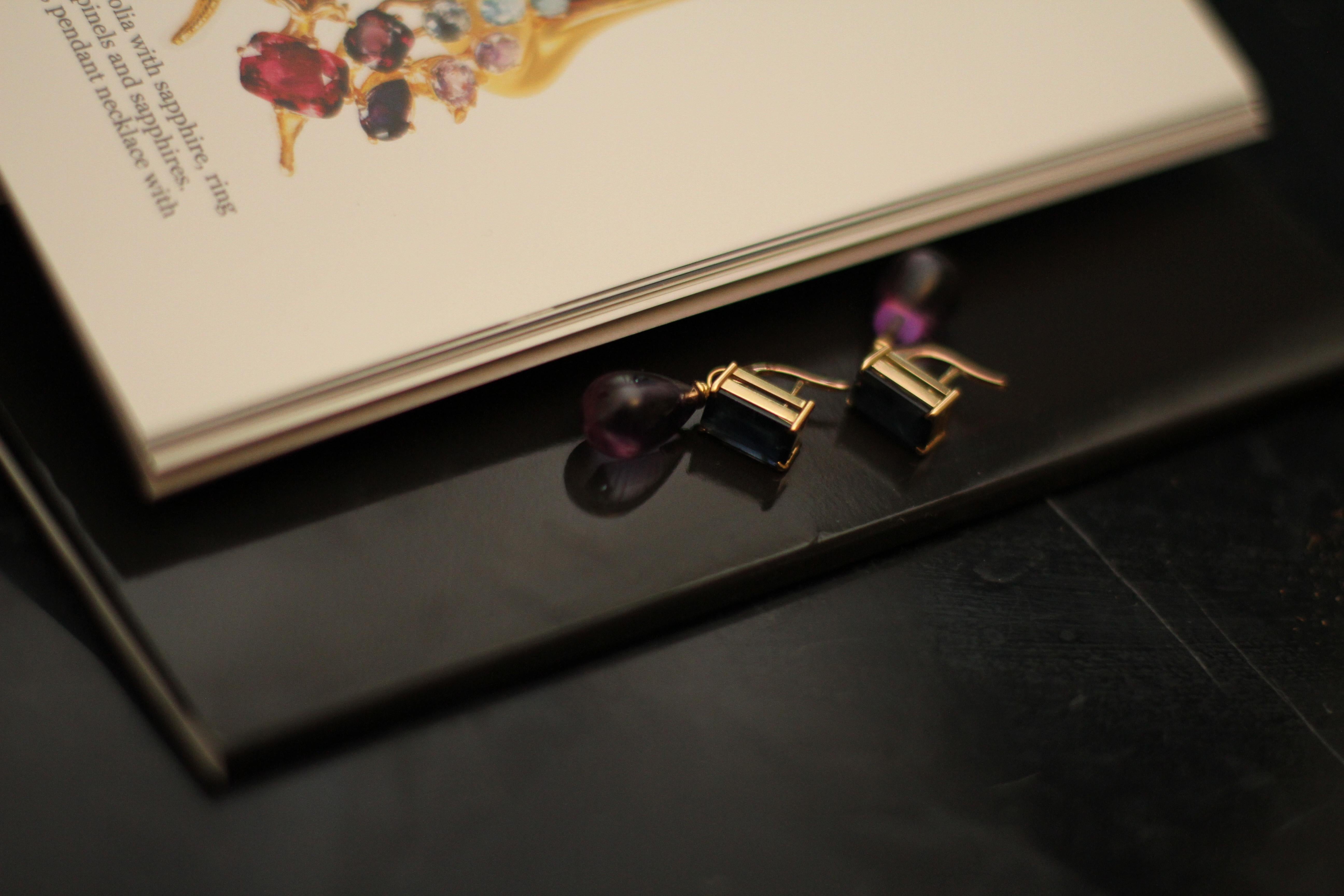 18 Karat Rose Gold Transformer Clip-on Earrings with Mint Quartz and Amethysts For Sale 1