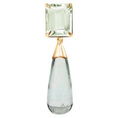 Eighteen Karat Rose Gold Transformer Drop Pendant Necklace with Mint Tourmaline