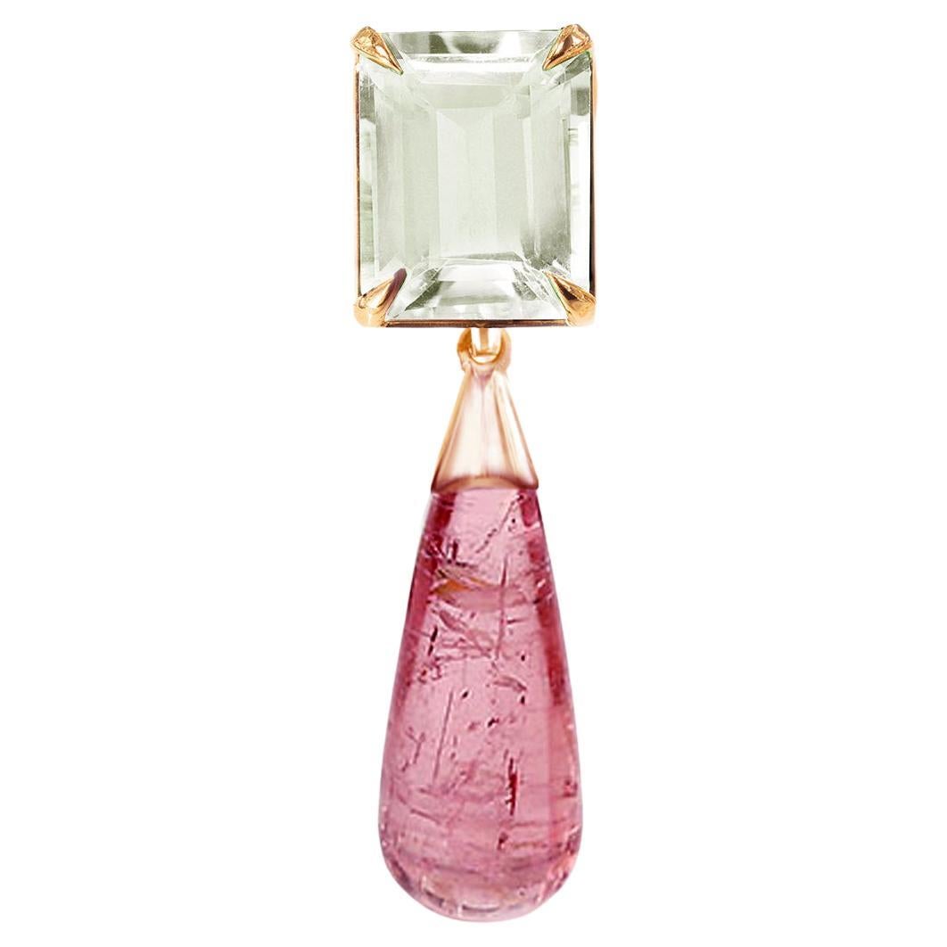 Eighteen Karat Rose Gold Pendant Necklace with Eight Carats Pink Tourmaline For Sale