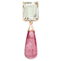 18 Karat Rose Gold Transformer Pendant Necklace with 8 Carats Pink Tourmaline