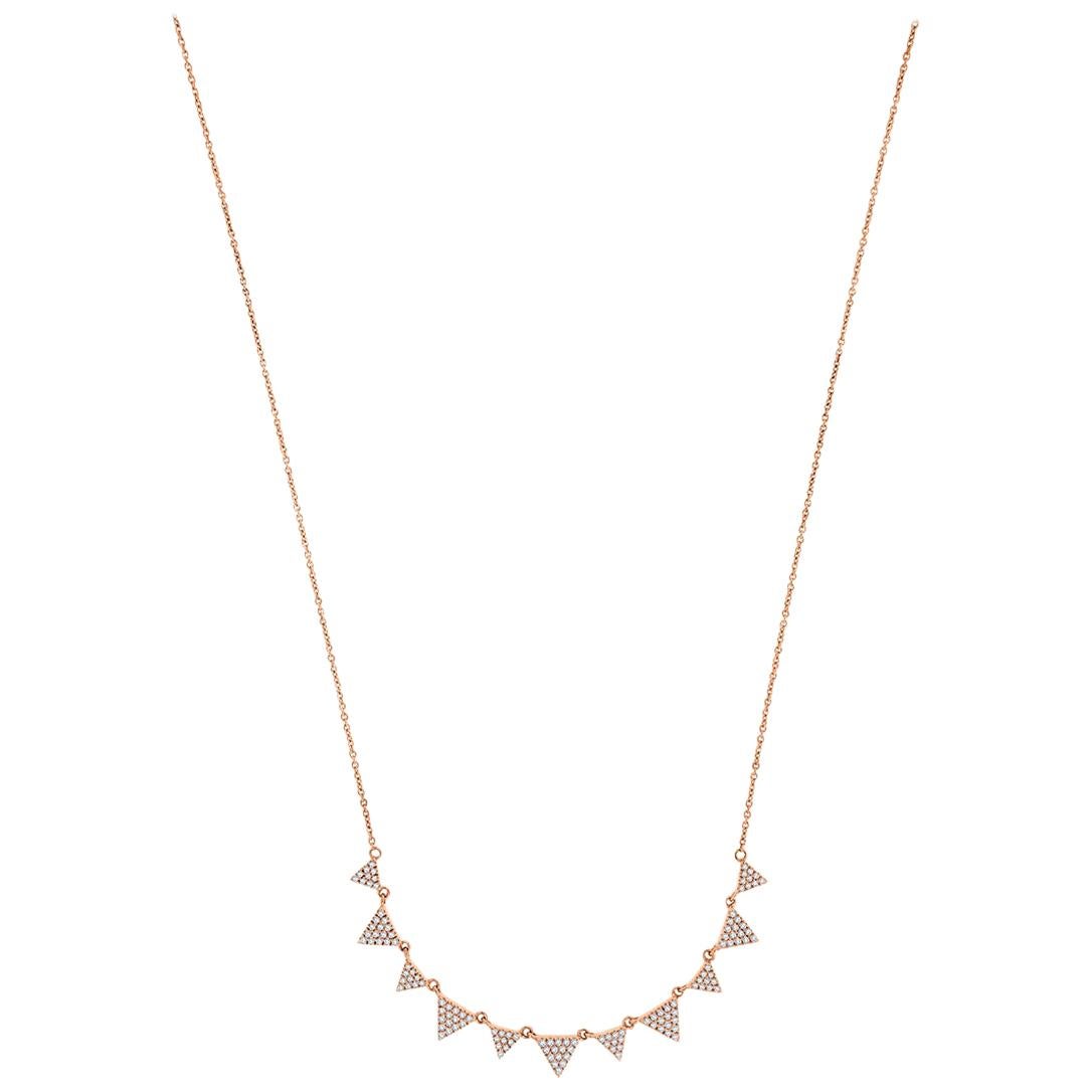 18 Karat Rose Gold Triangle Diamond Necklace '1/2 Carat' For Sale