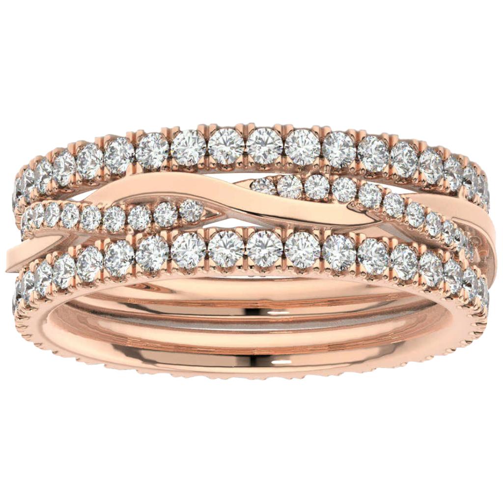 18 Karat Rose Gold Tulip Stackable Twisted Vine Leaf Eternity Ring '1 1/4 Carat' For Sale