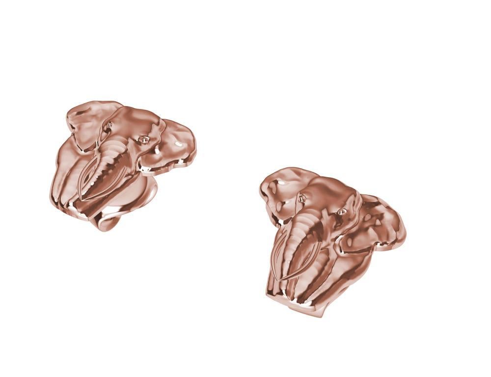 18 Karat Roségold Ohrstecker mit zwei Elefantenmotiven 2