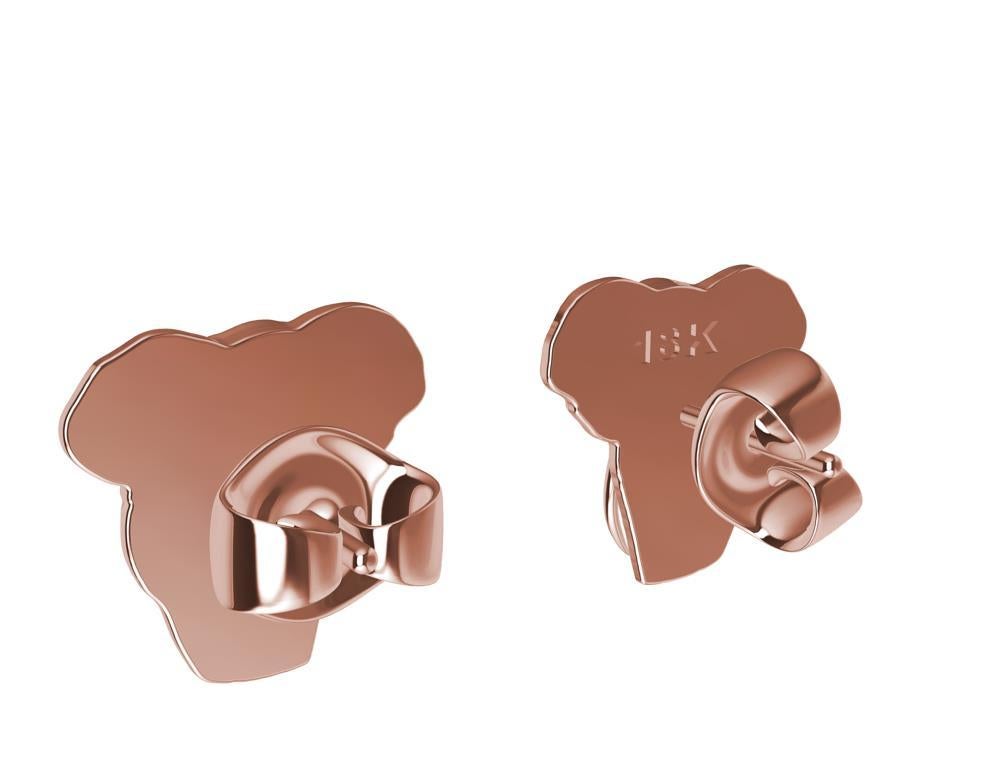 Clous d'oreilles en or rose 18 carats avec deux têtes d'éléphants en vente 1