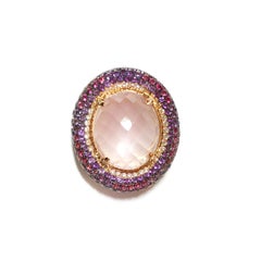 18 Karat Rose Gold Venice Pink Quartz Amethyst and Rubellite Pendant