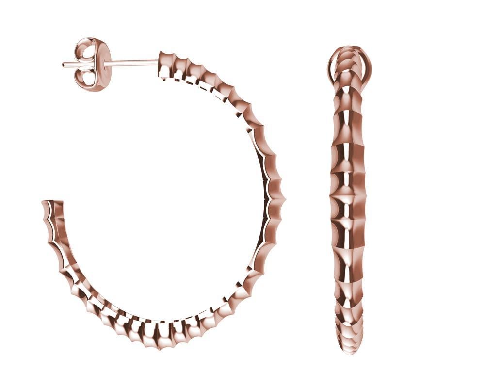 Contemporary 18 Karat Rose Gold Vetebrae Hoop Earrings For Sale