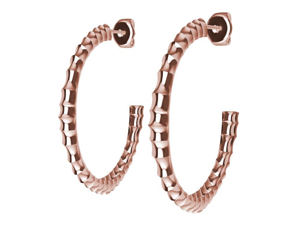 Boucles d'oreilles créoles en or rose 18 carats avec vetébrae Pour femmes en vente