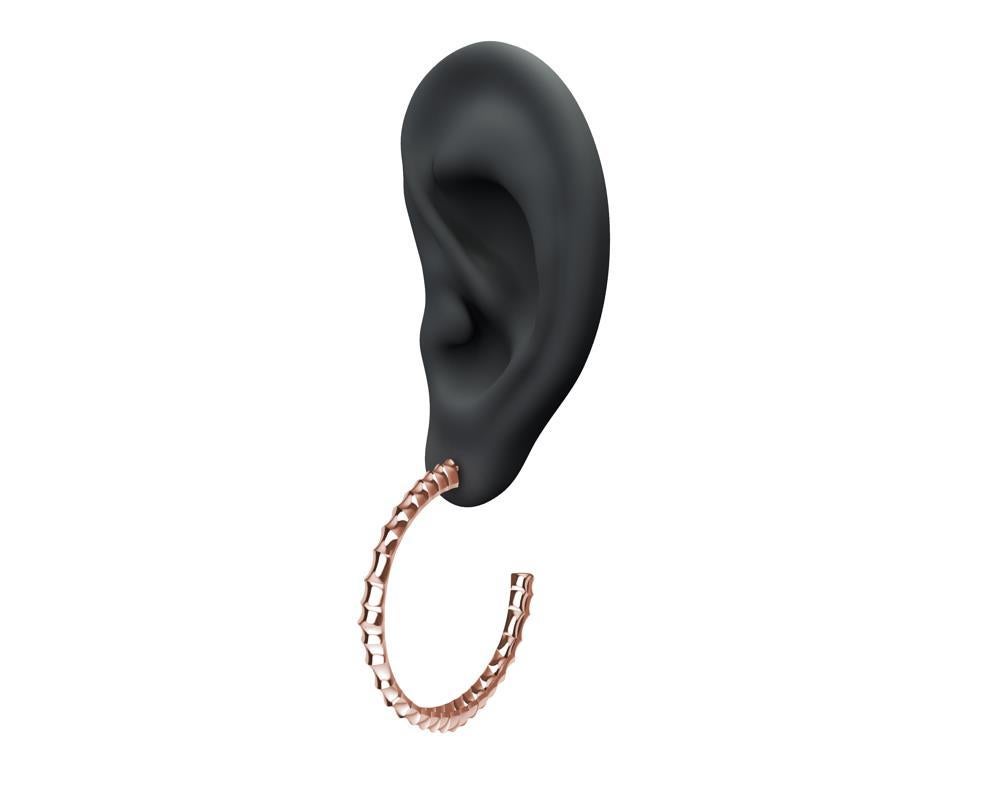 18 Karat Rose Gold Vetebrae Hoop Earrings For Sale 1
