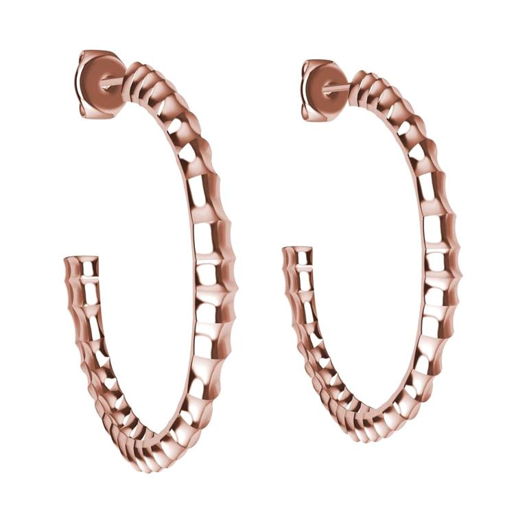18 Karat Rose Gold Vetebrae Hoop Earrings For Sale
