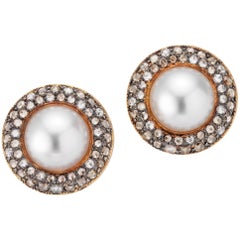 18 Karat Rose Gold Vintage Style South Sea Pearl Clip on Earrings 18 Karat Rose Gold Vintage Style South Sea Pearl Clip on Earrings