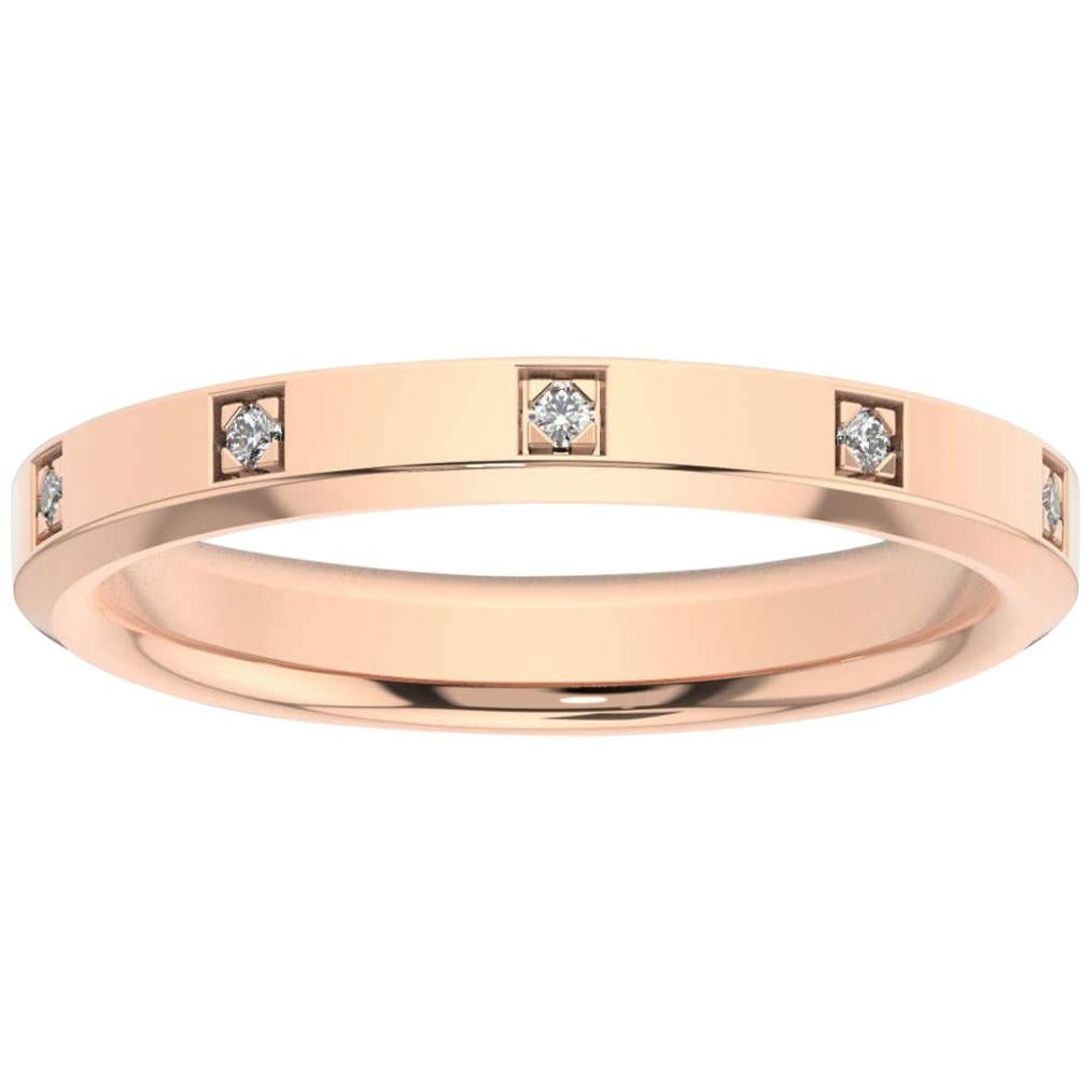 18 Karat Rose Gold Vivian Beveled Edge Eternity Diamond Ring '1/10 Carat' For Sale