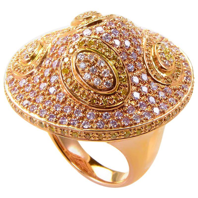 18 Karat Rose Gold White and Yellow Diamond Ring CRR8978 For Sale