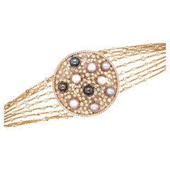 18 Karat Rose Gold White Diamond Australian Pearl Bracelet