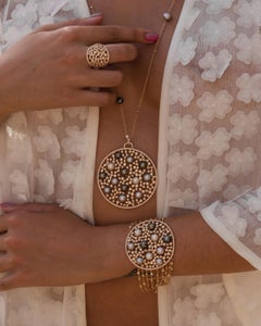 Pendentif en or rose 18 carats avec diamants blancs et perle d'Australie