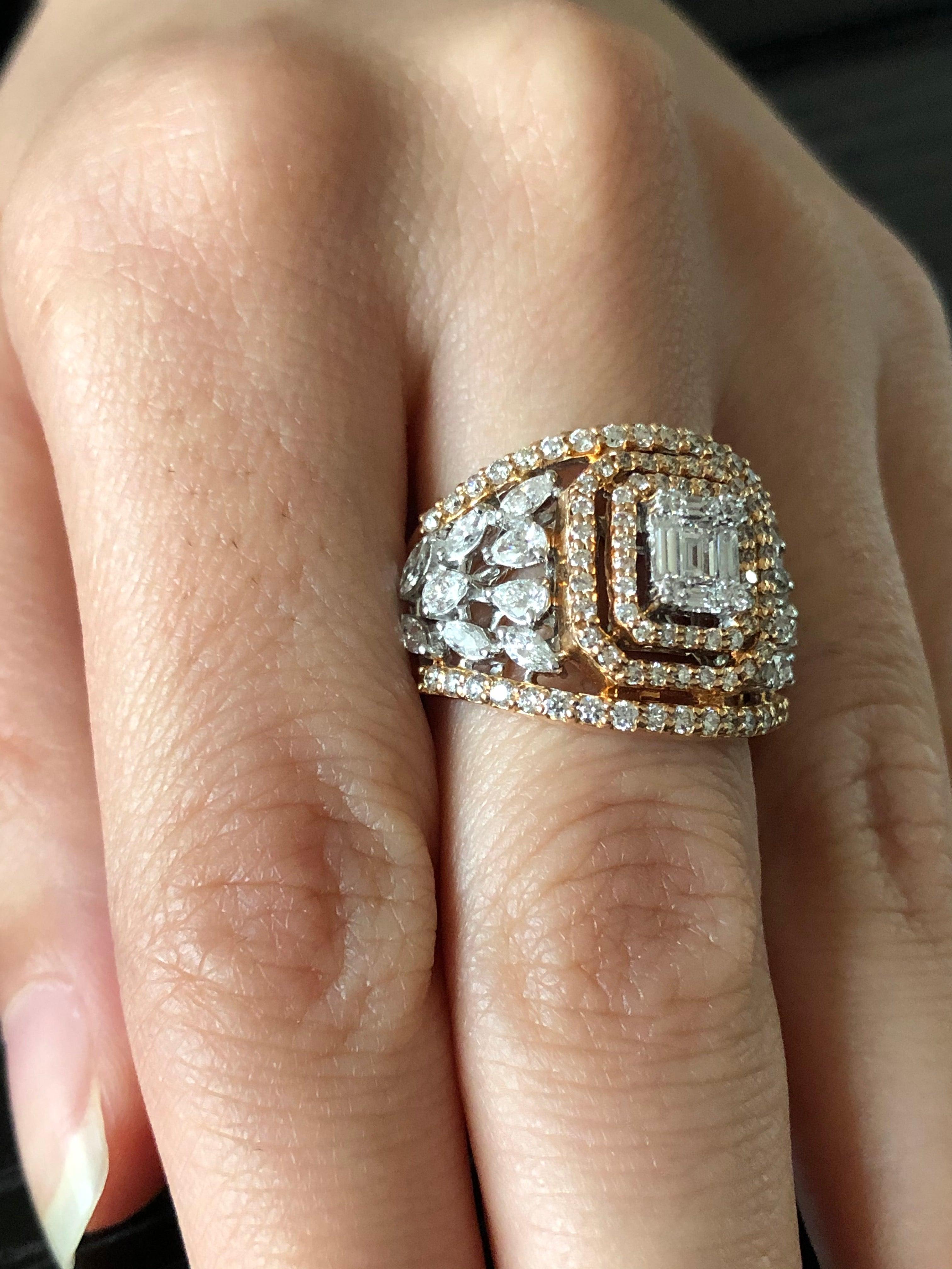 For Sale:  18 Karat Rose Gold White Diamond Cocktail Ring 3