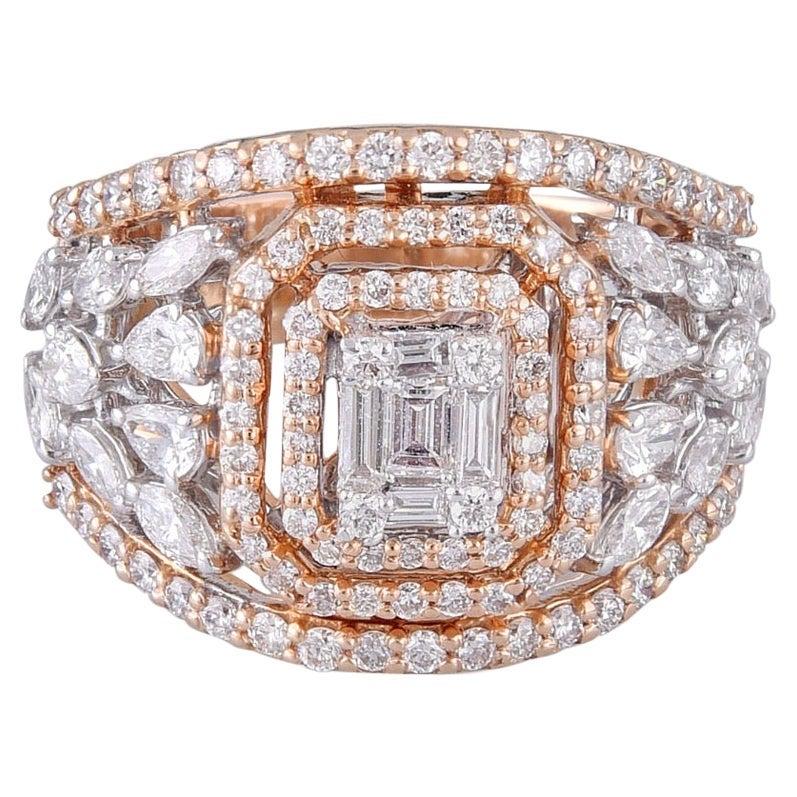 For Sale:  18 Karat Rose Gold White Diamond Cocktail Ring