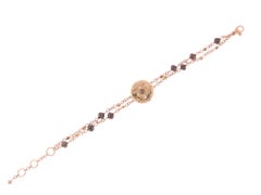 Bracelet à double maillons en or rose 18 carats et diamants blancs