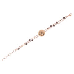 18 Karat Rose Gold White Diamond Double Link Bracelet