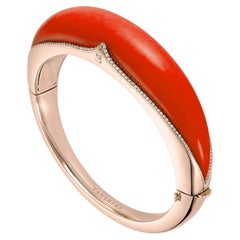 Pulsera de oro rosa de 18 quilates, diamantes blancos y coral
