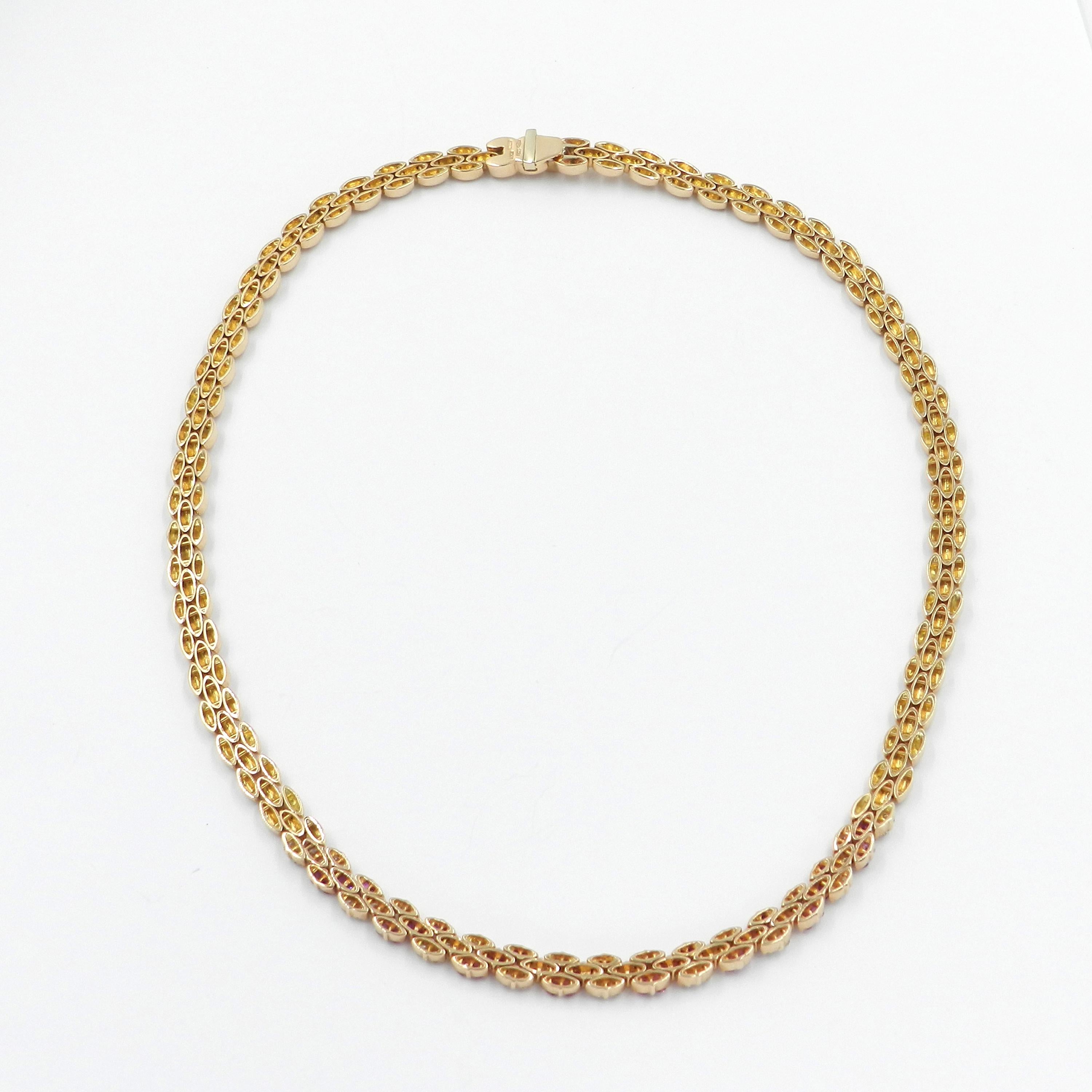 18 Karat Rose Gold White Diamonds and Pink Sapphires Garavelli Necklace In New Condition In Valenza, IT