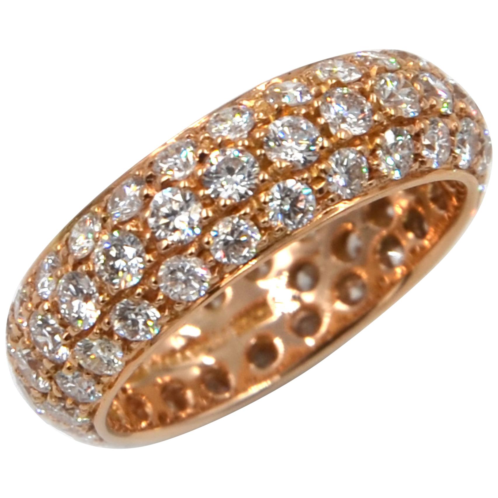 Bague à anneau Garavelli éternel en or rose 18 carats et diamants blancs