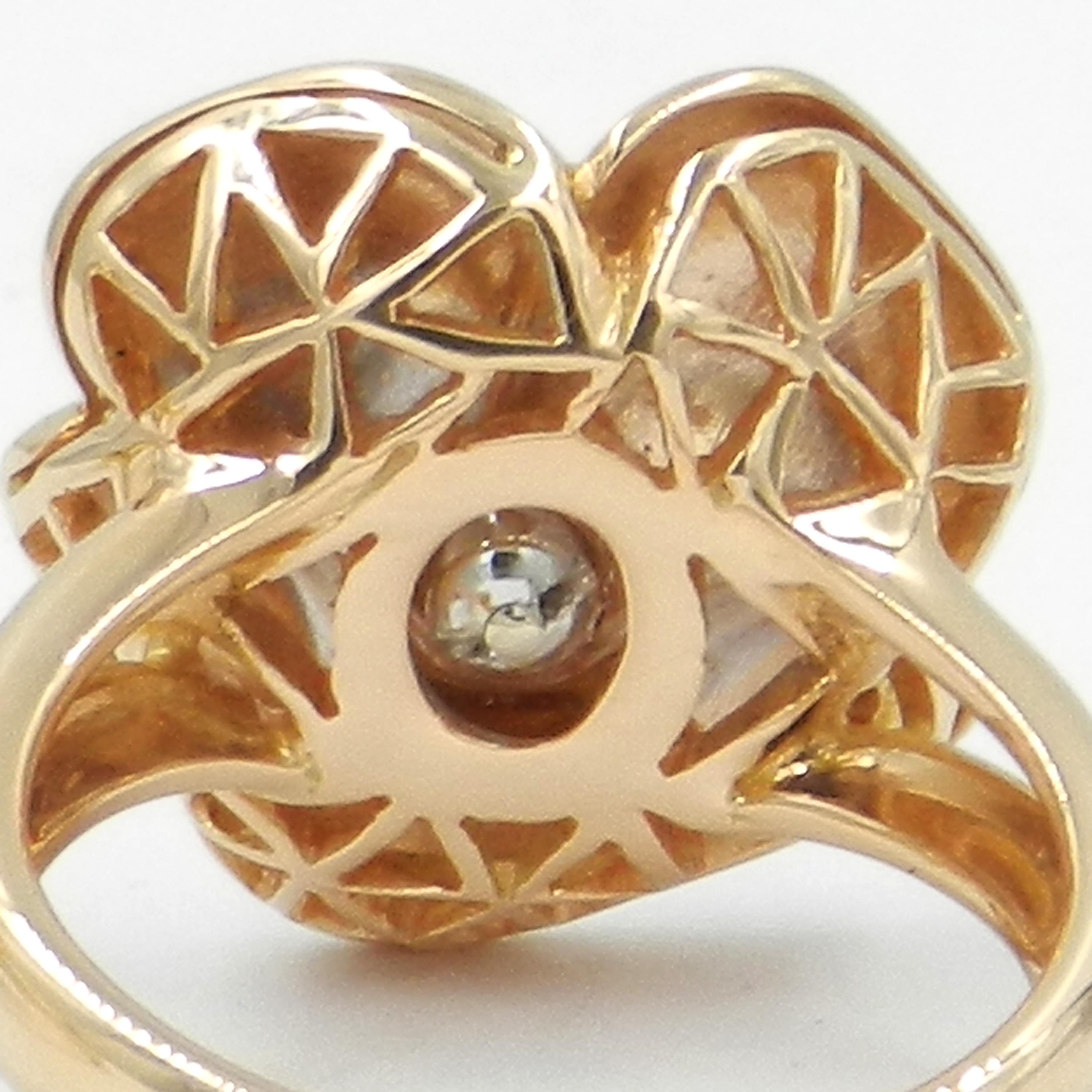 Women's 18 Karat Rose Gold White Diamonds Flower Garavelli Ring