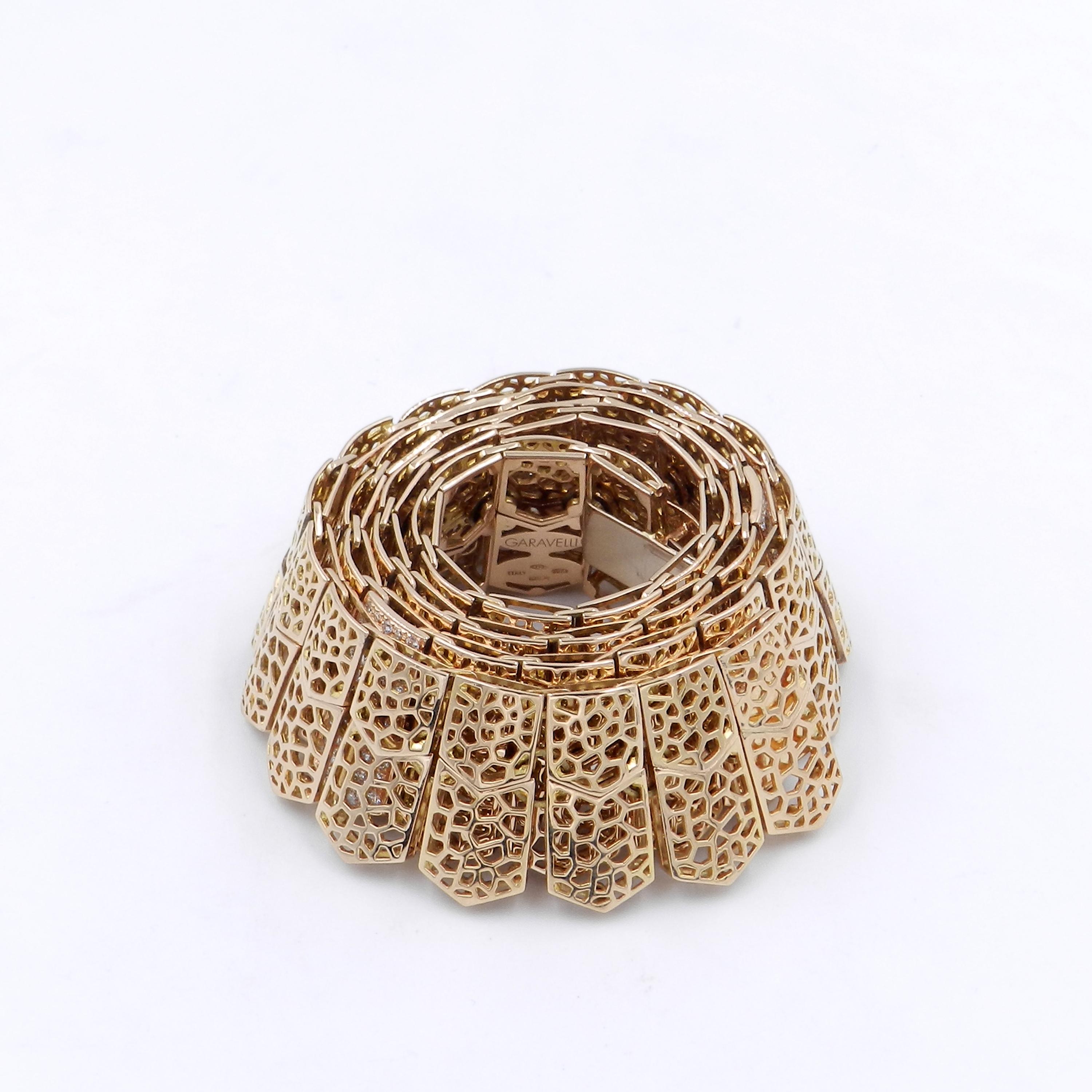 18 Karat Rose Gold White Diamonds Garavelli Cleopatra Necklace In New Condition In Valenza, IT
