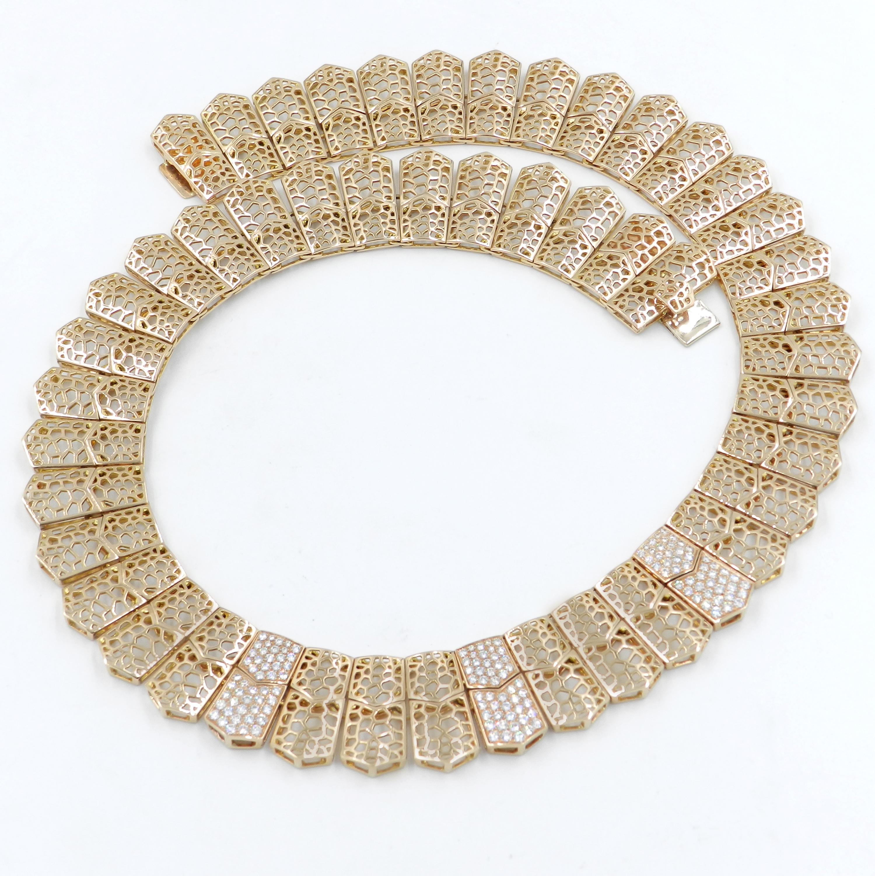 Women's 18 Karat Rose Gold White Diamonds Garavelli Cleopatra Necklace