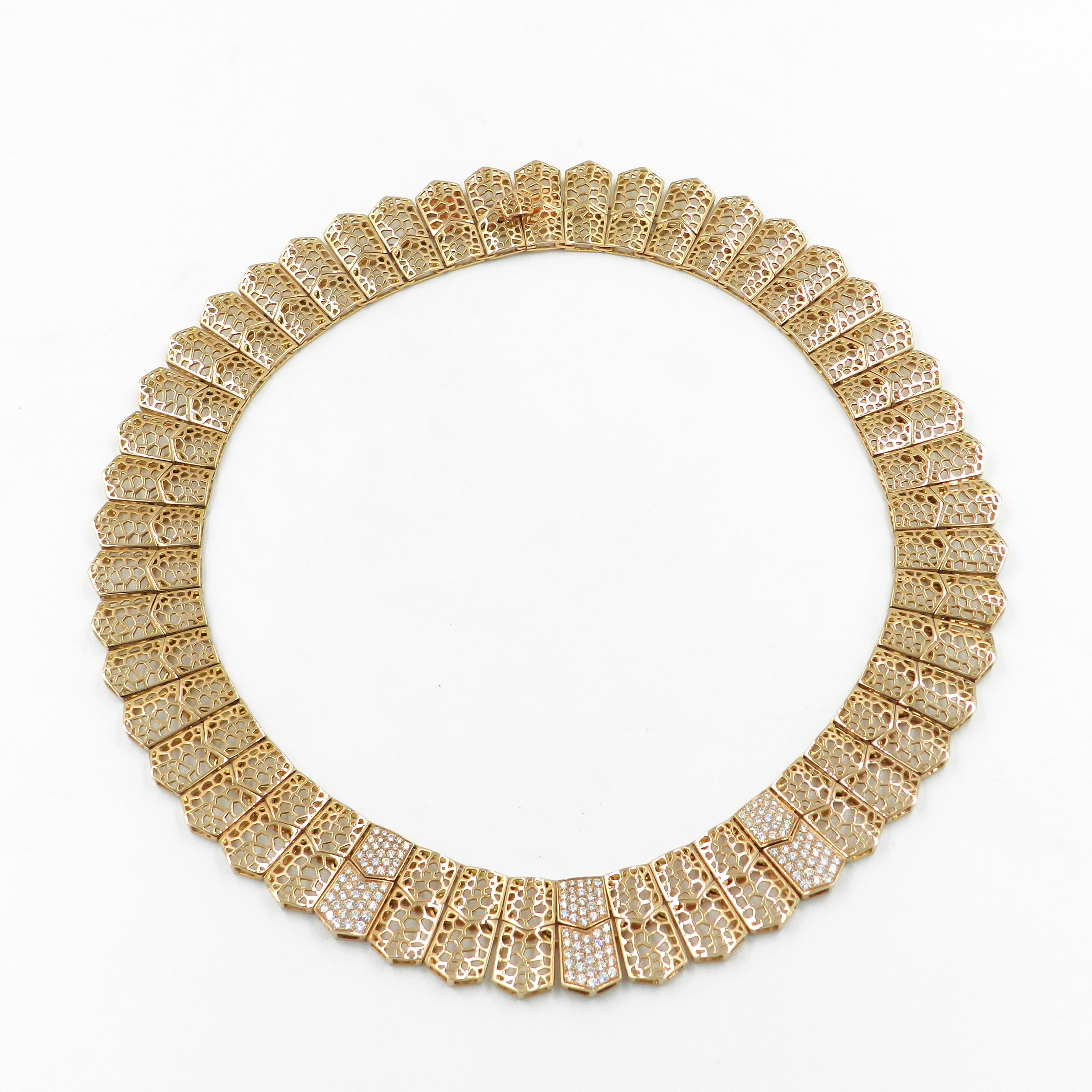 18 Karat Rose Gold White Diamonds Garavelli Cleopatra Necklace 1