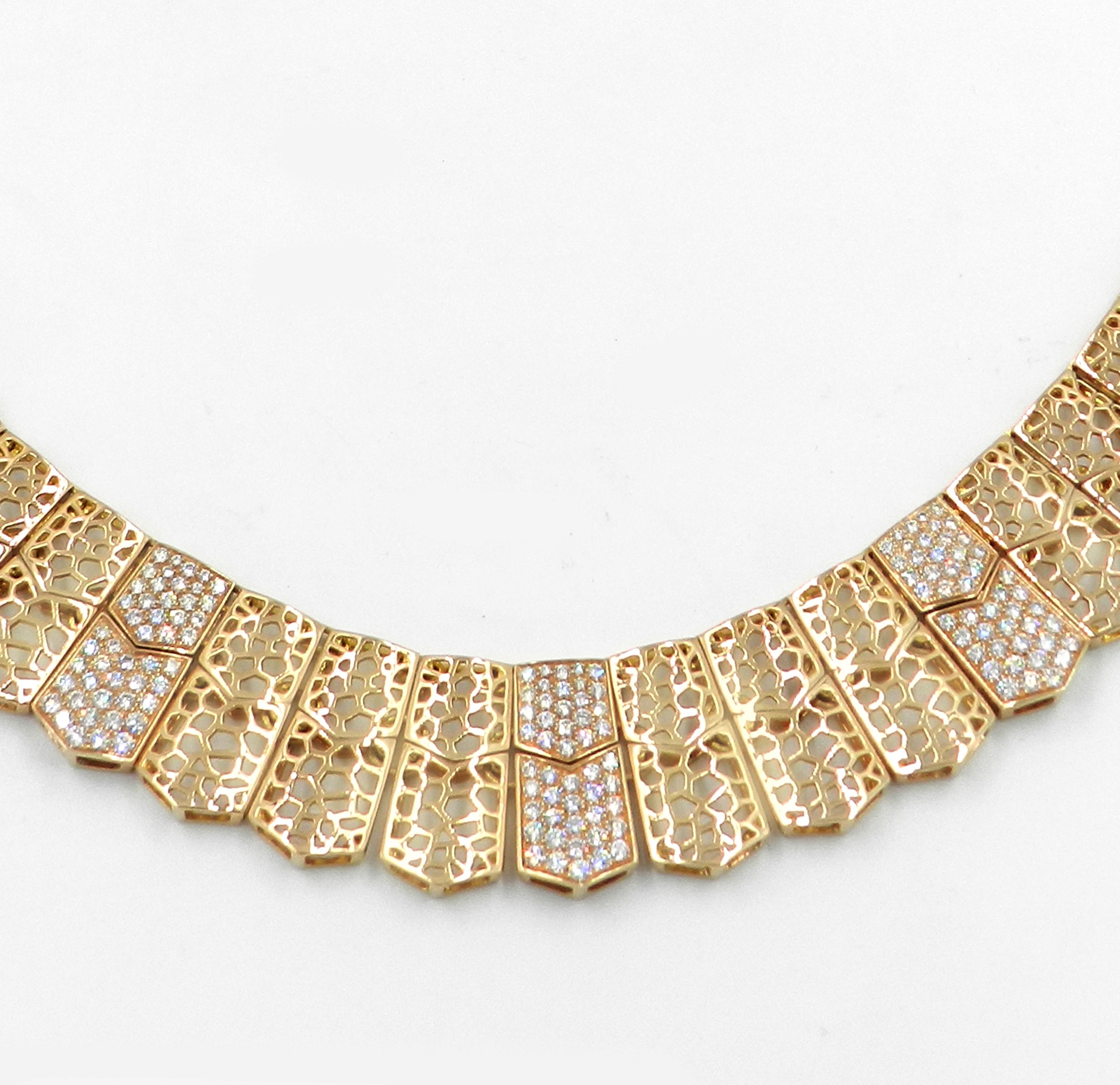 18 Karat Rose Gold White Diamonds Garavelli Cleopatra Necklace 2