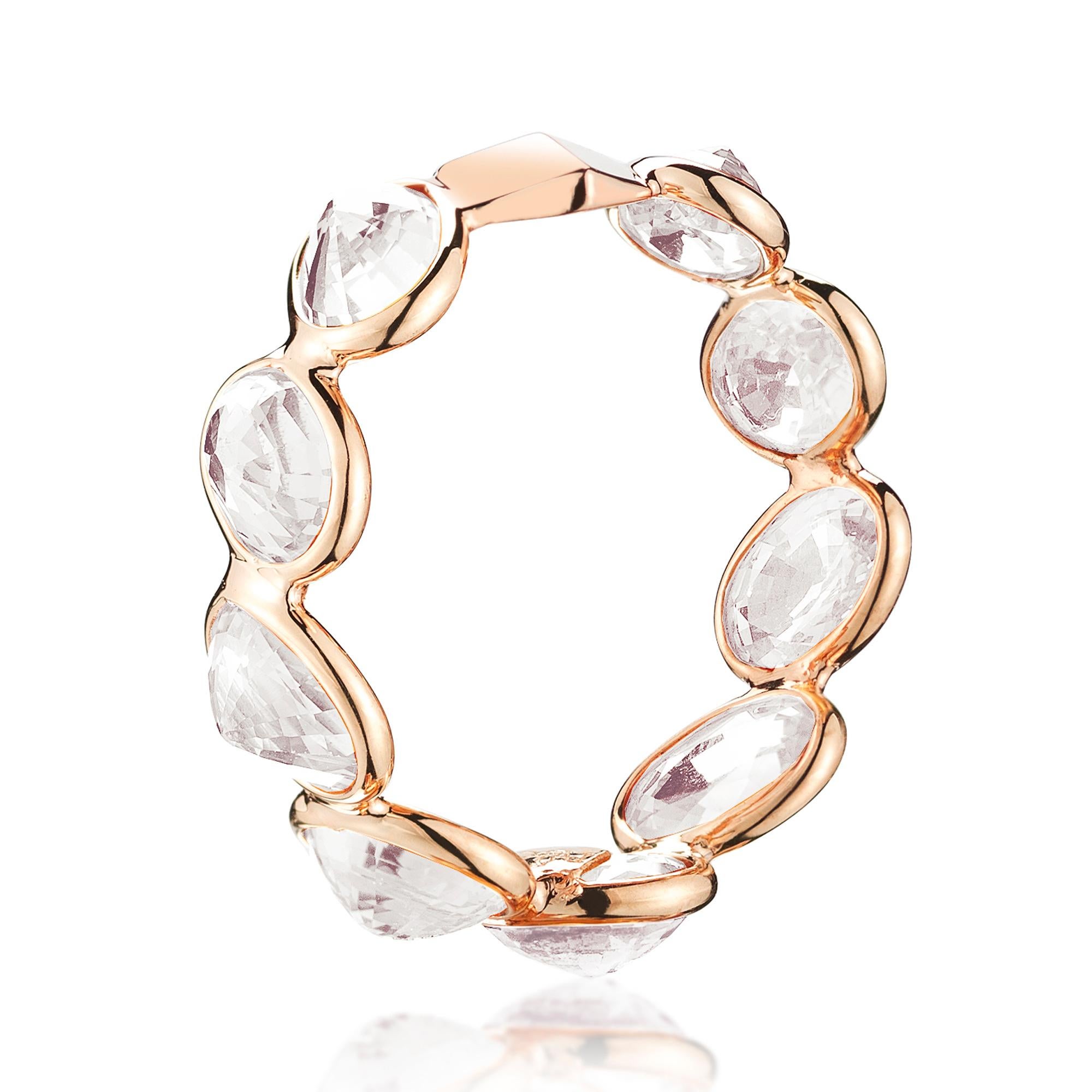 Oval Cut Paolo Costagli 18 Karat Rose Gold White Sapphire, 5.05 Carat Ombre Ring For Sale