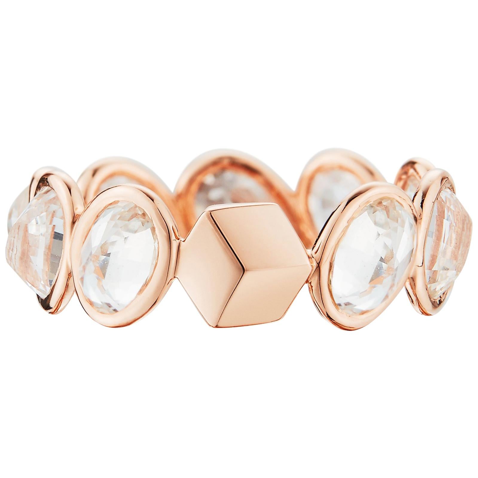 Paolo Costagli 18 Karat Rose Gold White Sapphire, 5.05 Carat Ombre Ring For Sale